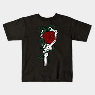 Dark Rose in Bones - Aesthetic dark lover's Kids T-Shirt